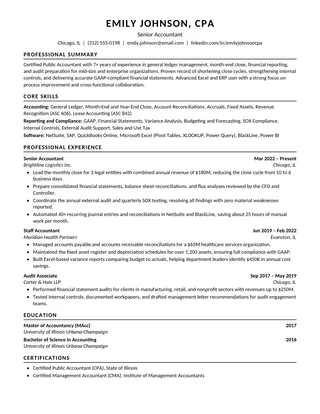 Clean ATS resume template preview: single-column layout with standard section headings